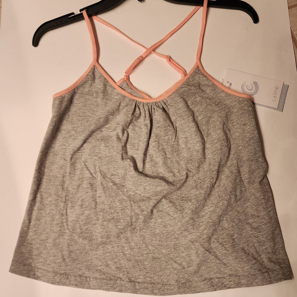 CALME X Johnny Was Night and Day Tank in Gray/Peach - Picture 4 of 9